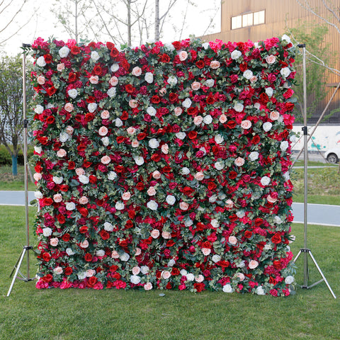 Pink White Red Rose Assorted Artificial Flower Wall Backdrop Stand Greenery for Wedding Birthday Party