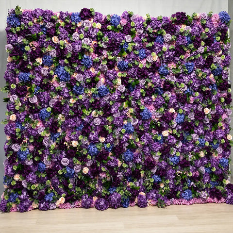 Purple Luxury Artificial Flower Wall Roses Hydrangea Backdrop for Wedding Photo Booth Studio Party Event Decor