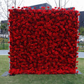 Red Velvet Rose Wall Backdrop Artificial Flower Wall Panel for Wedding Valentine Christmas Event Decoration