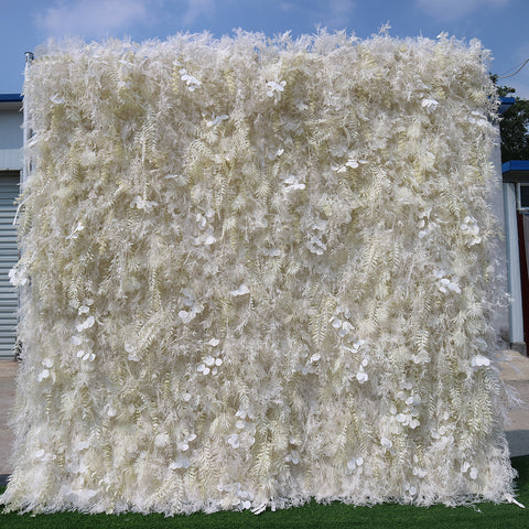 White Artificial Foliage Wall Greenery Fern Eucalyptus Backdrop for Boho Wedding Photo Booth Party Event Decor