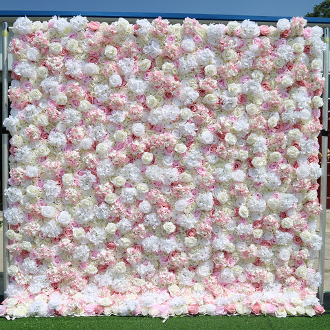 White Cream Pink Artificial Rose Hydrangea Flower Wall Backdrop for Wedding Photo Booth Studio Party Event Decor