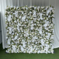 White Ivory Artificial Rose Ranunculus Flower Wall Backdrop for Wedding Photo Booth Studio Party Event Decoration