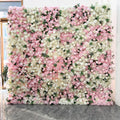Wholesale 5D Roll up Flower Wall Silk Artificial Pink Rose White Flower Wall Luxury Decorative Flower Wall Backdrop