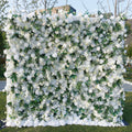Luxury 8ft X 8ft White Roses Wedding Valentine's Day Party Decor Silk Flower Wall Backdrop