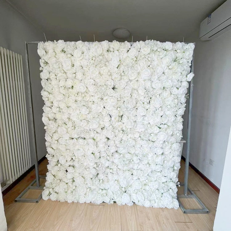 Wholesale White Rose Hydrangea Silk Flower Artificial Backdrop Wall for Wedding Decoration