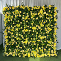 Yellow Artificial Rose Hydrangea Flower Wall Green Backdrop for Wedding Photo Booth Studio Party Event Decoration