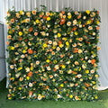 Yellow Orange Artificial Rose Hydrangea Flower Wall Green Backdrop for Wedding Photo Booth Party Event Decoration